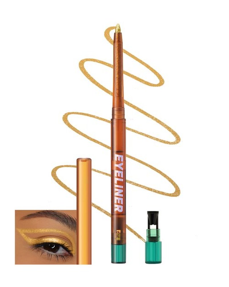 Metallic Multichrome Eyeliner Pencil, Bronze Glitter Gel Eye Liner Pencils, Waterproof Smudge-proof Longwear, Multi-Use Sharpenable Colored Eyeliner Shimmer Eyeshadow Makeup Pen, Delineador De Ojos-04