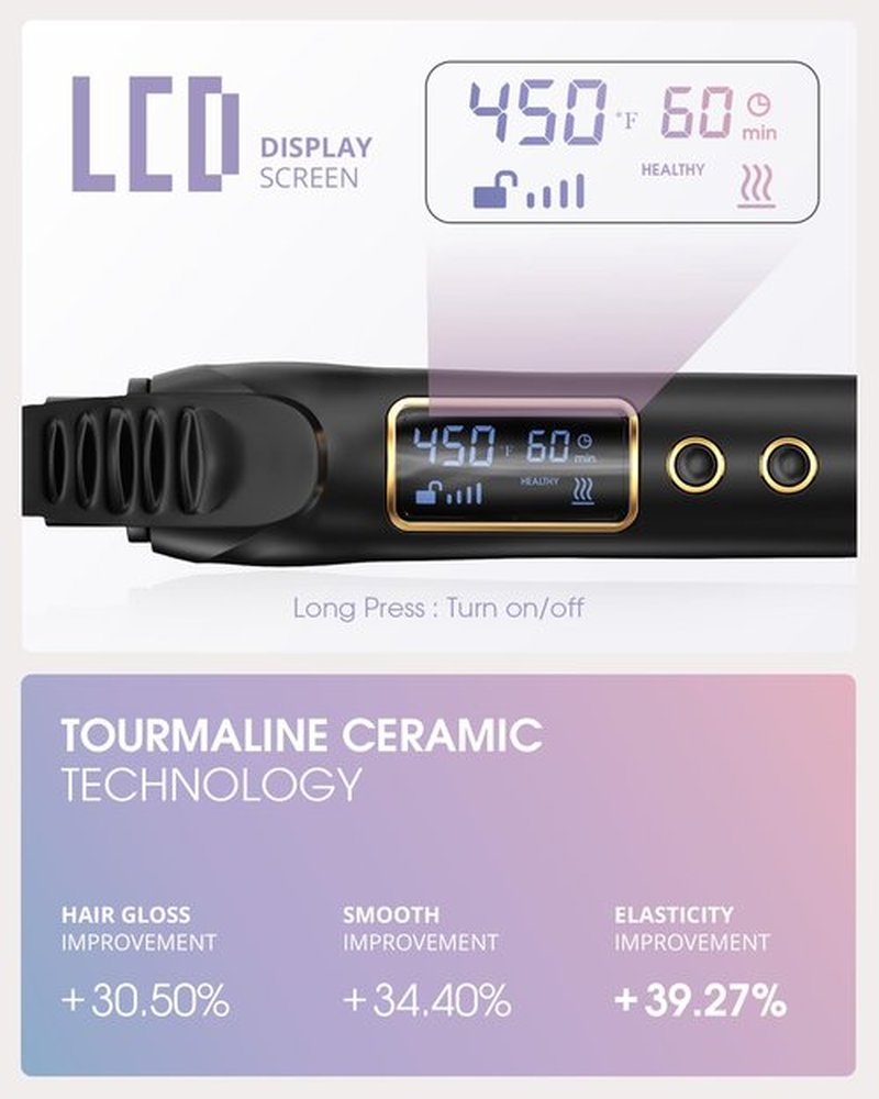 Vogewood 3/4 Inch 19mm Curling Iron, Ceramic Barrel Hair Curler for Medium & Long Hair with Adjustable Temperature, Fast Heat Up, Includes Heat Resistant Glove, 8-in-1 Gift Set