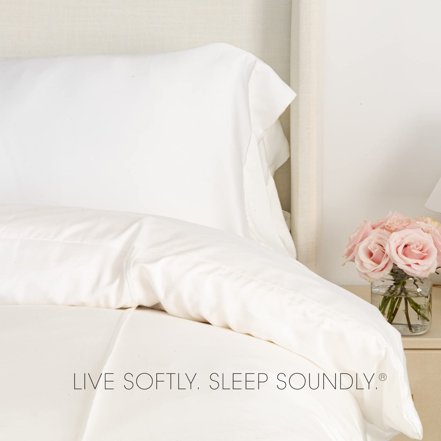 KICKEE Sheet Set, 100% Viscose from Bamboo, Sateen Weave, Silky Soft Bedding for Heavenly Comfort, Best 300 Thread Count (White Cloud, CA King)