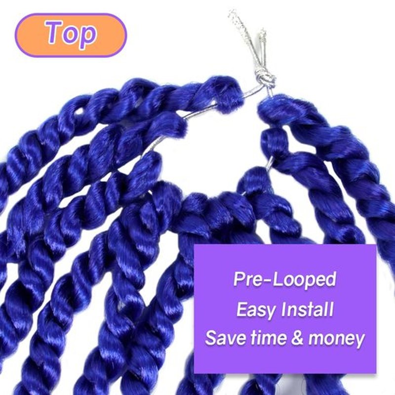 LOCSBYHAND 30 Inch Long Pre-looped/twisted Passion Twist Crochet Hair 4 Packs for Mixed-color Using (4 Packs, Blue)