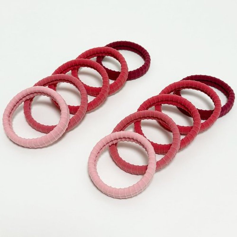 Jseng 10Packs Seamless Hair Ties for Women - No Damage Elastic Ponytail Holders Hair Accessories for Thick Curly Hair - Pastel Pink