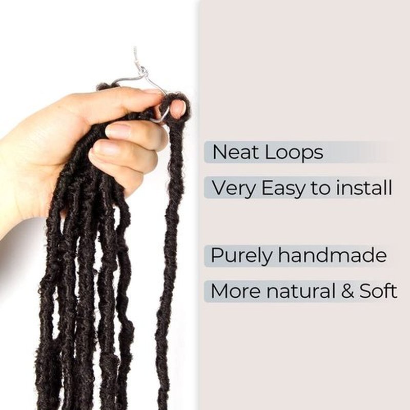 Niseyo Wild Locs 14 Inch Distressed New Faux Locs with Curly Ends 8 Packs Long Soft Pre-looped Goddess Locs Crochet Hair (4#, Brown)