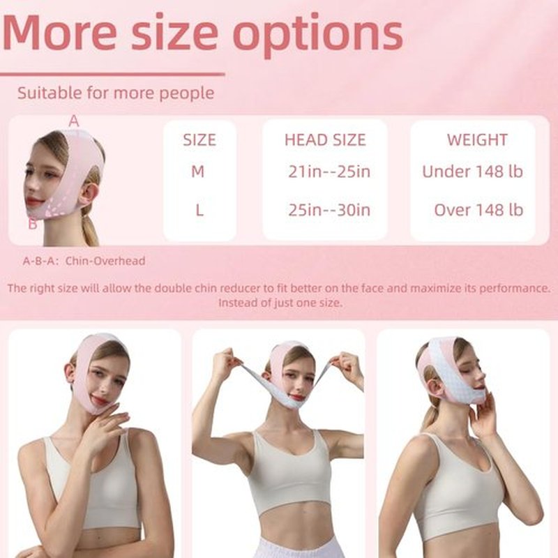 Double Chin Strap,Face Lift Mask,V-Line Lifting Mask for Women,Chin Strap for Sleeping,Jawline Shaper(L)