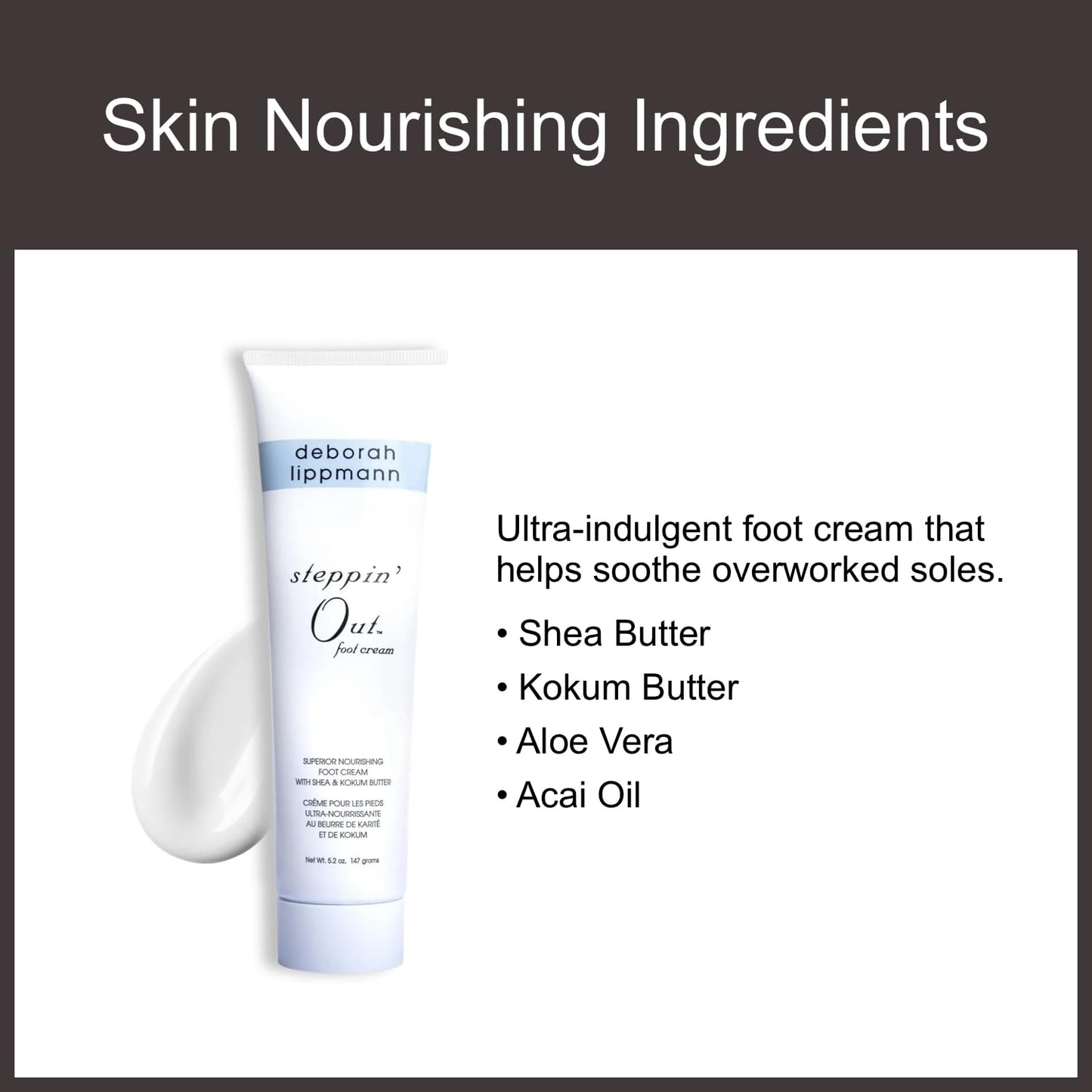 Deborah Lippmann Steppin' Out Foot Cream - Moisturizing & Non-Greasy, 5.2 Oz for Soft, Healthy Feet