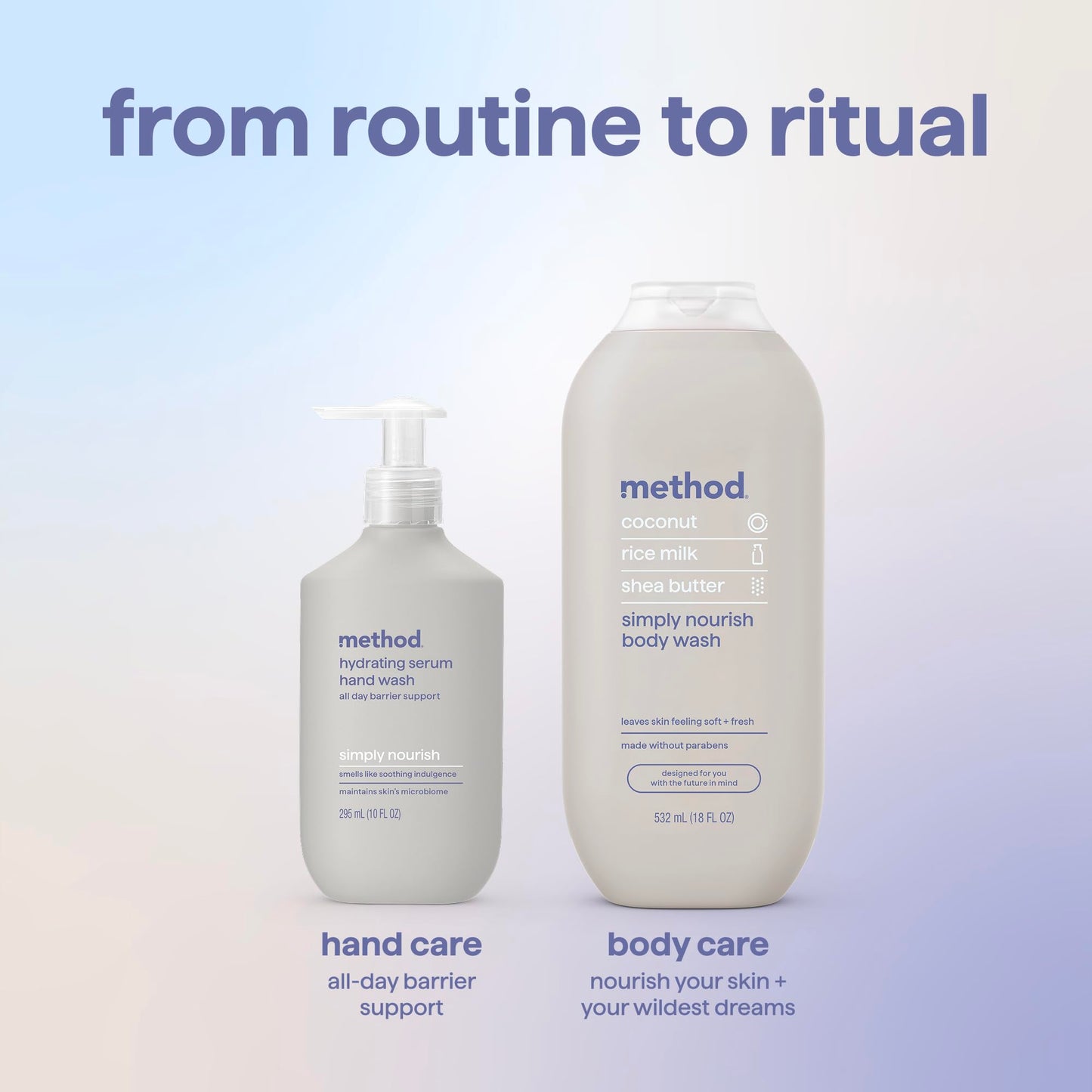 Method Hydrating Serum Hand Wash, Simply Nourish - Gentle, Dermatologist Tested on Sensitive Skin, Notes of Coconut, Rice Milk & Shea Butter, 10 fl oz - 3 Pack