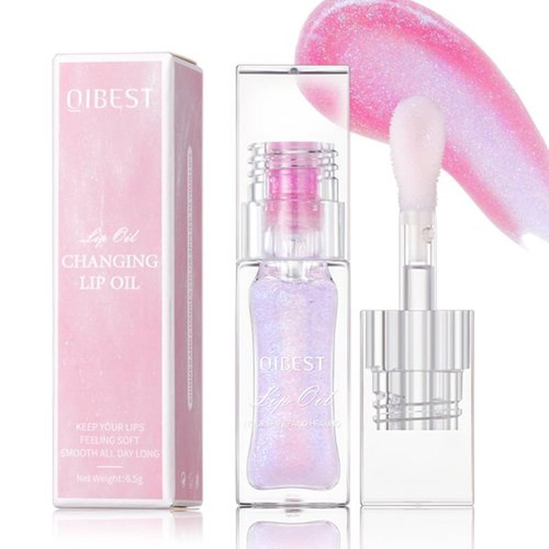 Hvecom Magic Color Changing Lip Oil Ph, Glitter Moisturizing Lip Glow Oil, Upgraded Big Brush Head Warm Change Lip Gloss, Long Lasting Nourishing Plumping Glimmer Glow Lipstick Lip Tint (03#)