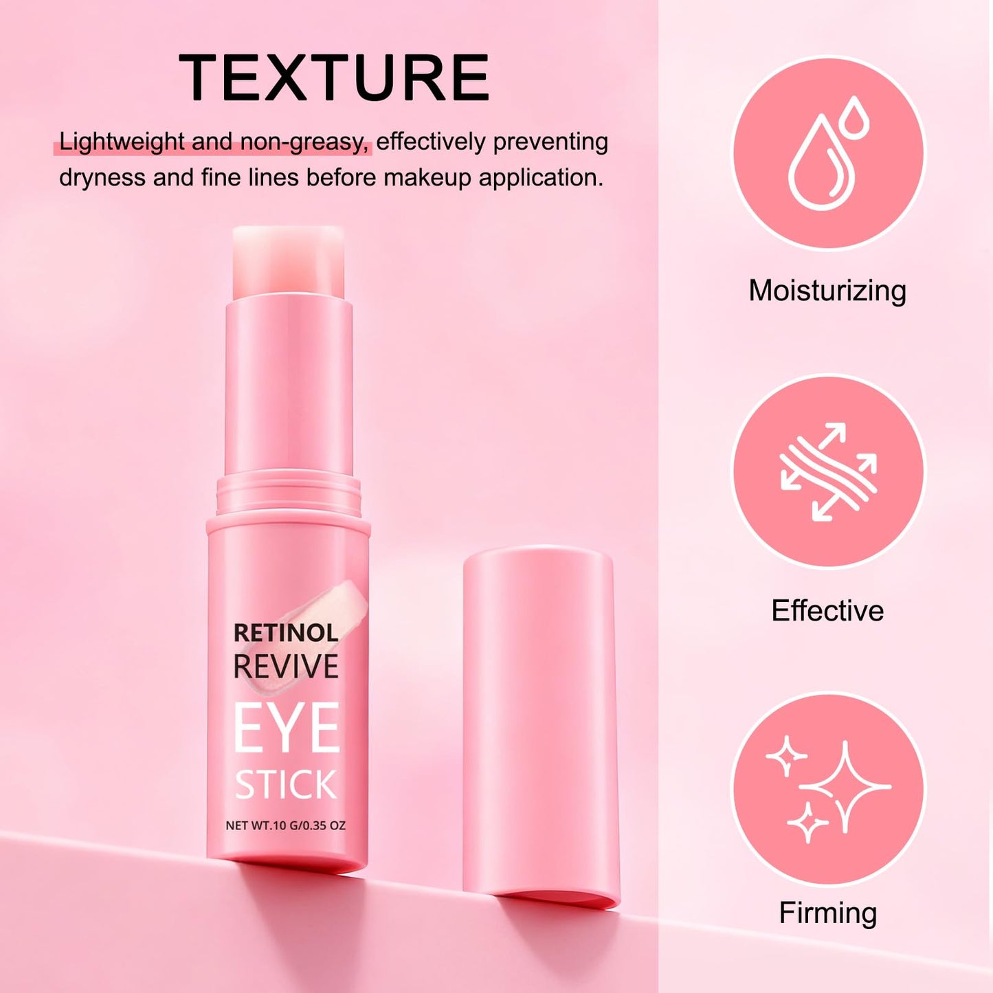 Retinol & Caffeine Eye Balm Stick - Dark Circles Relief & Depuffing Treatment, Hyaluronic Acid + Collagen, Gentle Under Eye Cream for Sensitive Skin, Hydrates & Smooths Fine Lines