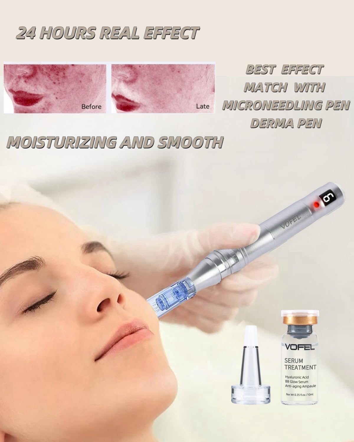 VOFEL Hyaluronic Acid Serum for Microneedling Serum Ampoules for Face Serum 0.35 oz 4 Vials