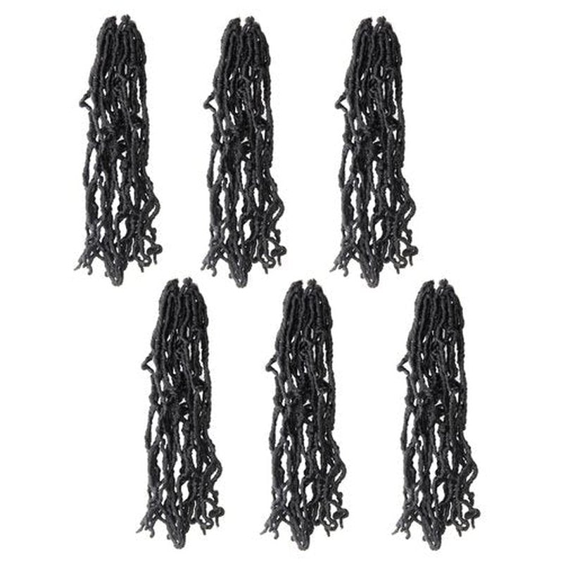 12 Inch Soft Locs Crochet Hair 6 Packs Short Straight Pre-looped New Faux Locs Crochet Hair, 2#(Off Black)