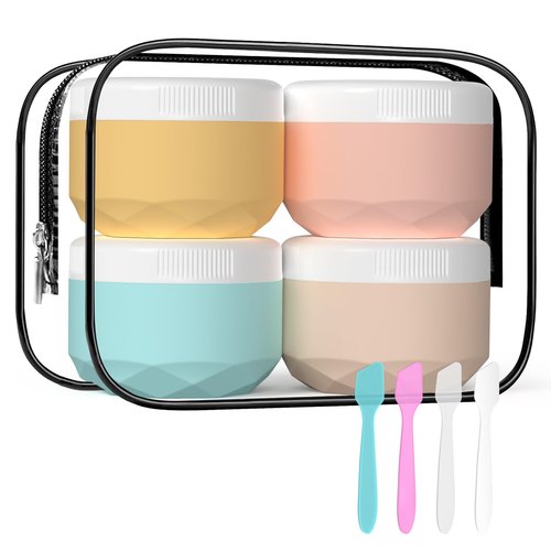 Travel Containers for Toiletries, Silicone Cream Jars BPA Free, TSA Approved 1oz Travel Size Containers, Leak-proof Travel Essentials with Lid for Cosmetic Face Hand Body Cream