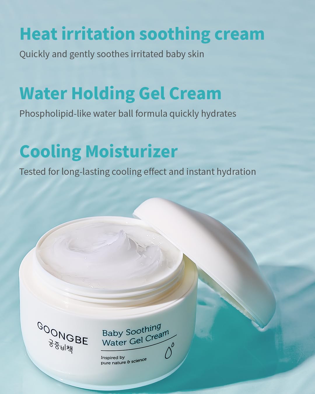 GOONGBE Baby Easy Wash Sun Lotion SPF 30 & Soothing Water Gel Cream - Korean Zinc Oxide Mineral Sunscreen & Cooling Moisturizer - Vegan Hypoallergenic for Ages 0-3, Lotion 2.11oz & Gel Cream 3.38oz