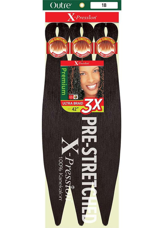 [3 PACK DEAL] Outre X-PRESSION Ultra Braid Pre-streteched Braid 42" 3X (3 Packs, 2T1B/Burgundy)