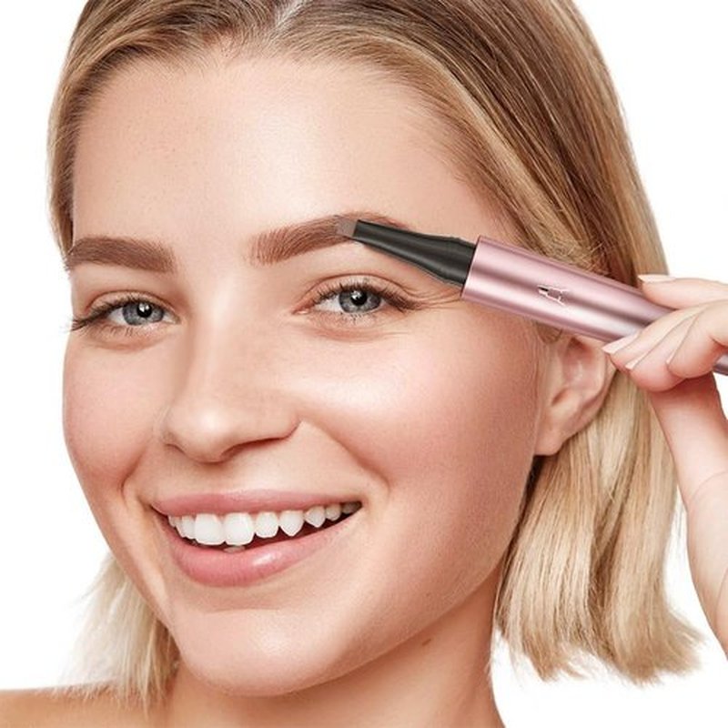 2PCS Microblading Waterproof Eyebrow Pencil, 2025 NEW Magic Eyebrow Pen Eye Brow Pencils for Women with 4 Tip, 3D Creates Natural Looking Brows Eye Eyebrow Makeup Eyebrow Pen (Gray)