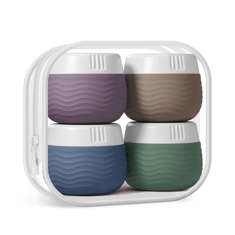 Yinke Travel Containers for Toiletries, Silicone Cream Jars, TSA Approved Travel Size Containers, Leak-proof Travel Essentials/Accessories with Lid for Cosmetic Face Body Cream(4 Pack), Purple