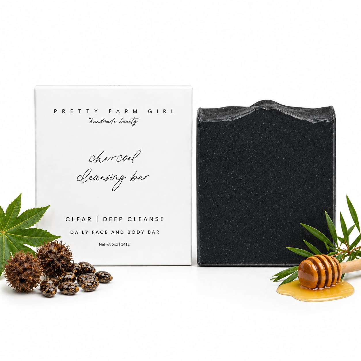 Pretty farm girl Charcoal Beef Tallow Soap & Goat Milk Soap – Clear & Deep Cleanse Natural Soap with Activated Charcoal – Handmade Organic Soap Bar for Acne & Oily Skin – Fragrance Free Bar Soap