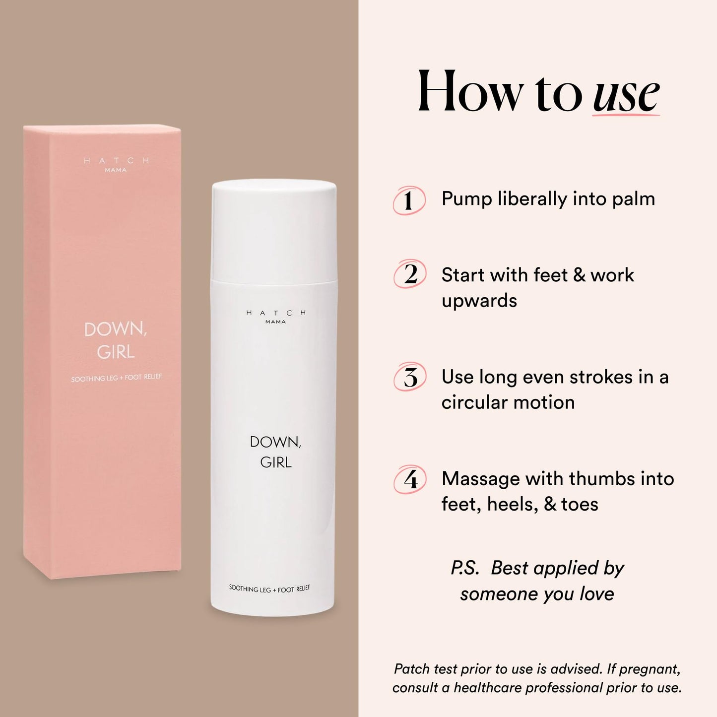 HATCH Down, Girl Cooling Leg + Foot Cream - Maternity Skin Care for Swollen Limbs - Ginger + Mint Cooling Cream for Feet - Gel-Based Soothing Foot Cream - Pregnancy Skin Care - 5oz