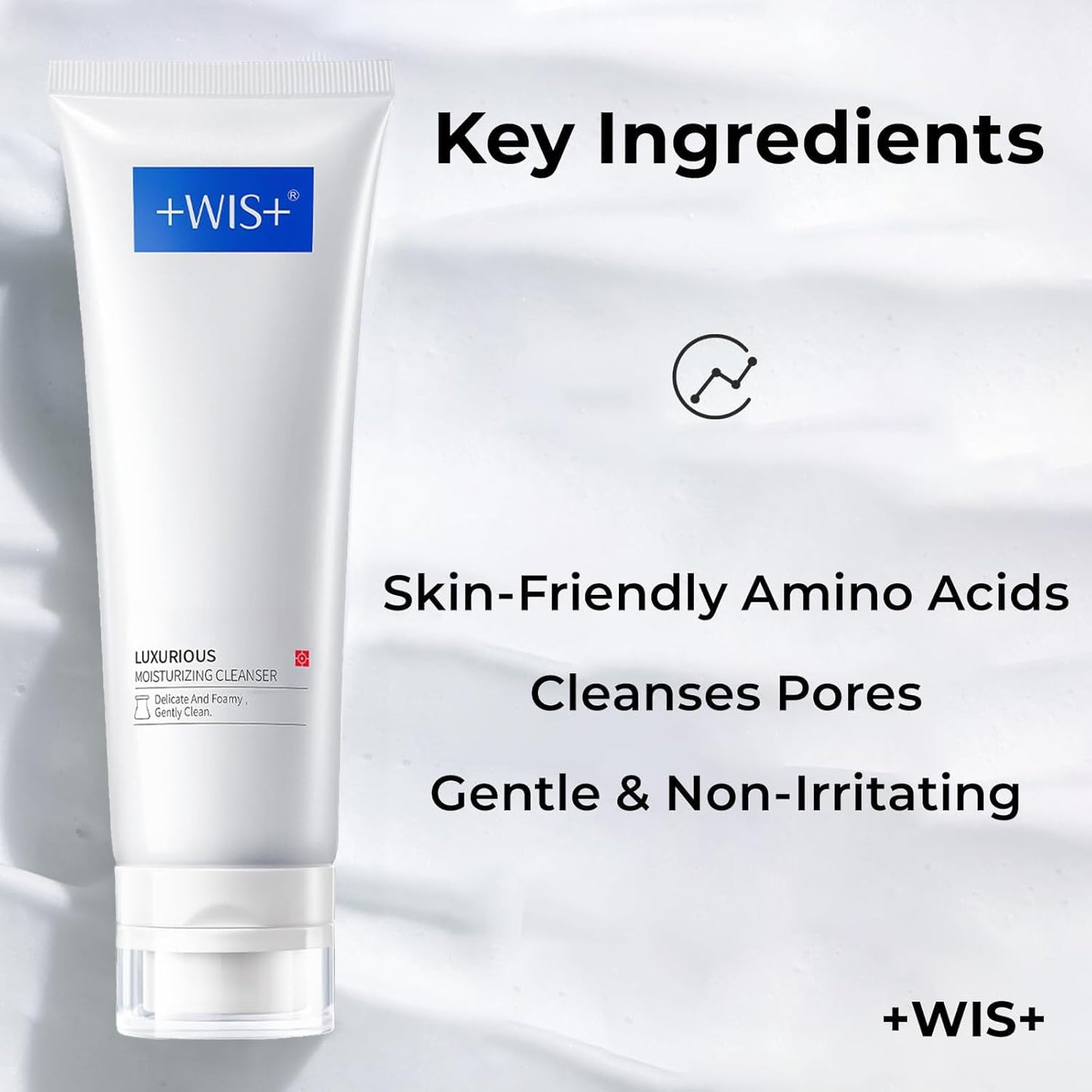 +WIS+ Deep Cleansing Facial Wash Cleanser with Skin-Friendly Amino Acids, Daily Mild Face Cleanser for Sensitive Skin, PH Balancing (3.5fl.oz/100g)