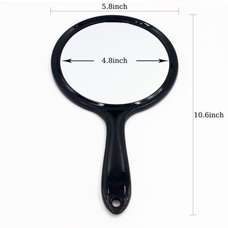 OIGUMR Large Double-Sided Handheld Mirror 1X/2X Hand Mirror Cute Hand Mirror 5.8 x 10.6 inch Black