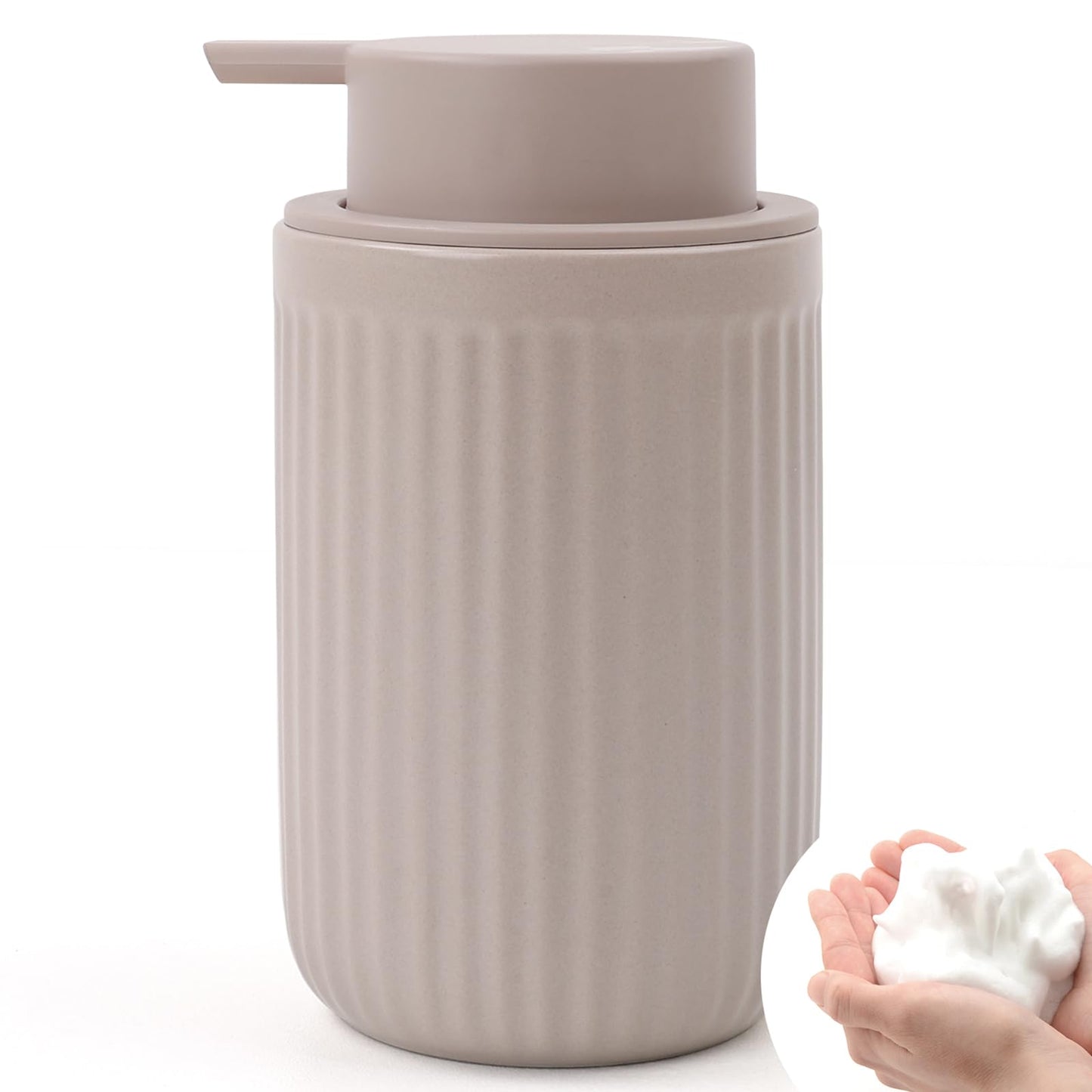 BosilunLife Foam Hand Soap Dispenser - Ceramic Foaming Soap Dispenser for Bathroom 12oz Refillable Liquid Lotion Soap Dispenser with Rust-Proof Foaming Pump for Countertop