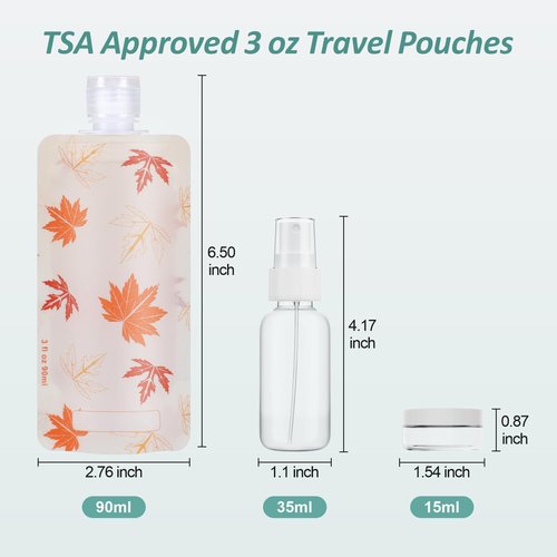 PACKISM Travel Pouches for Toiletries - 11 Pack Leak Proof 3oz TSA Approved Travel Size Containers, Stand Up, Slim & Lightweight Design, Take up Less Space, Pack More Liquids