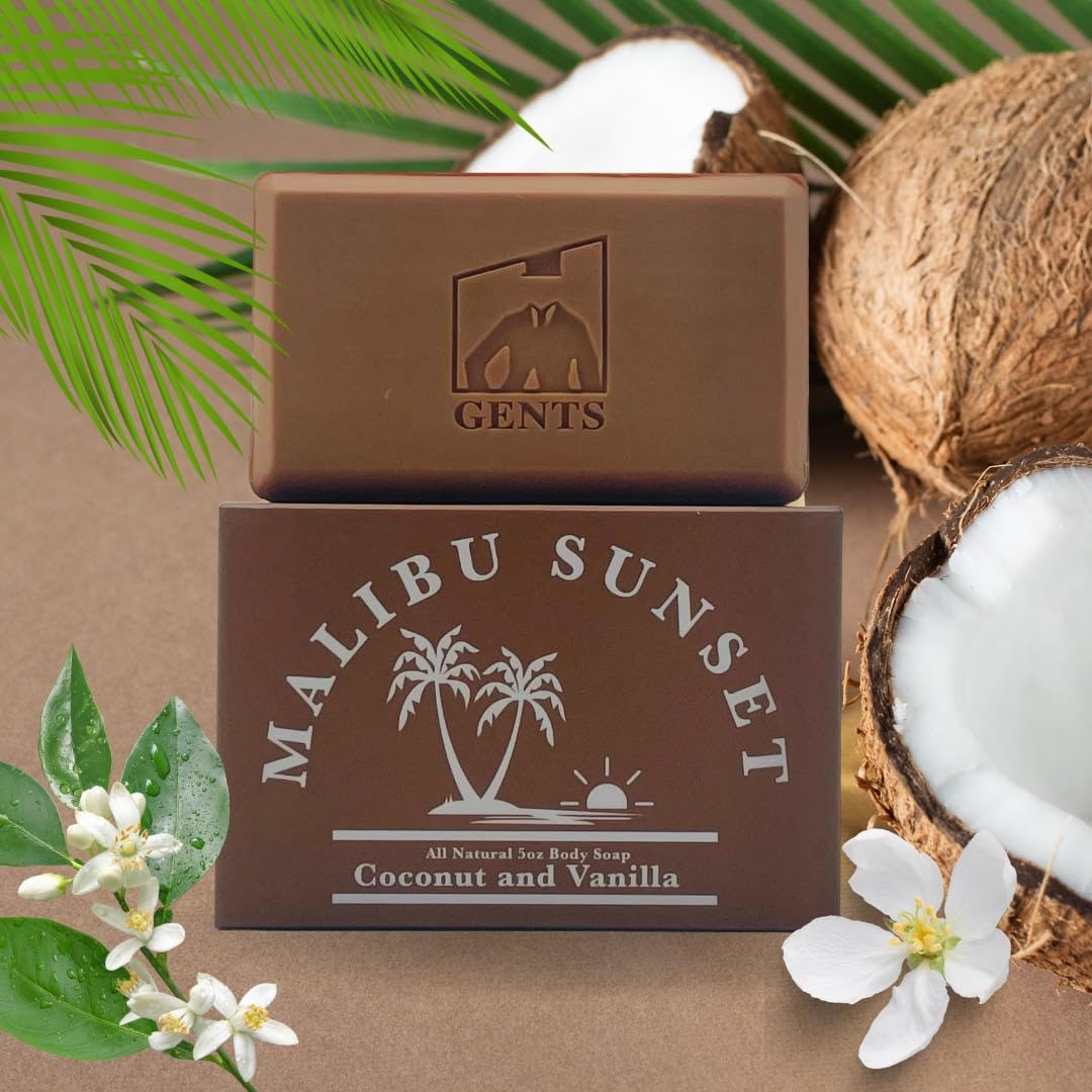 G.B.S Gents Variety Men's Body Soaps - Moisturizing Bar Soap for Men, Smell Fresh and Clean, Washing Hands & Body, All Skin Types for Bath and Shower (Royal Beehive & Malibu Sunset)