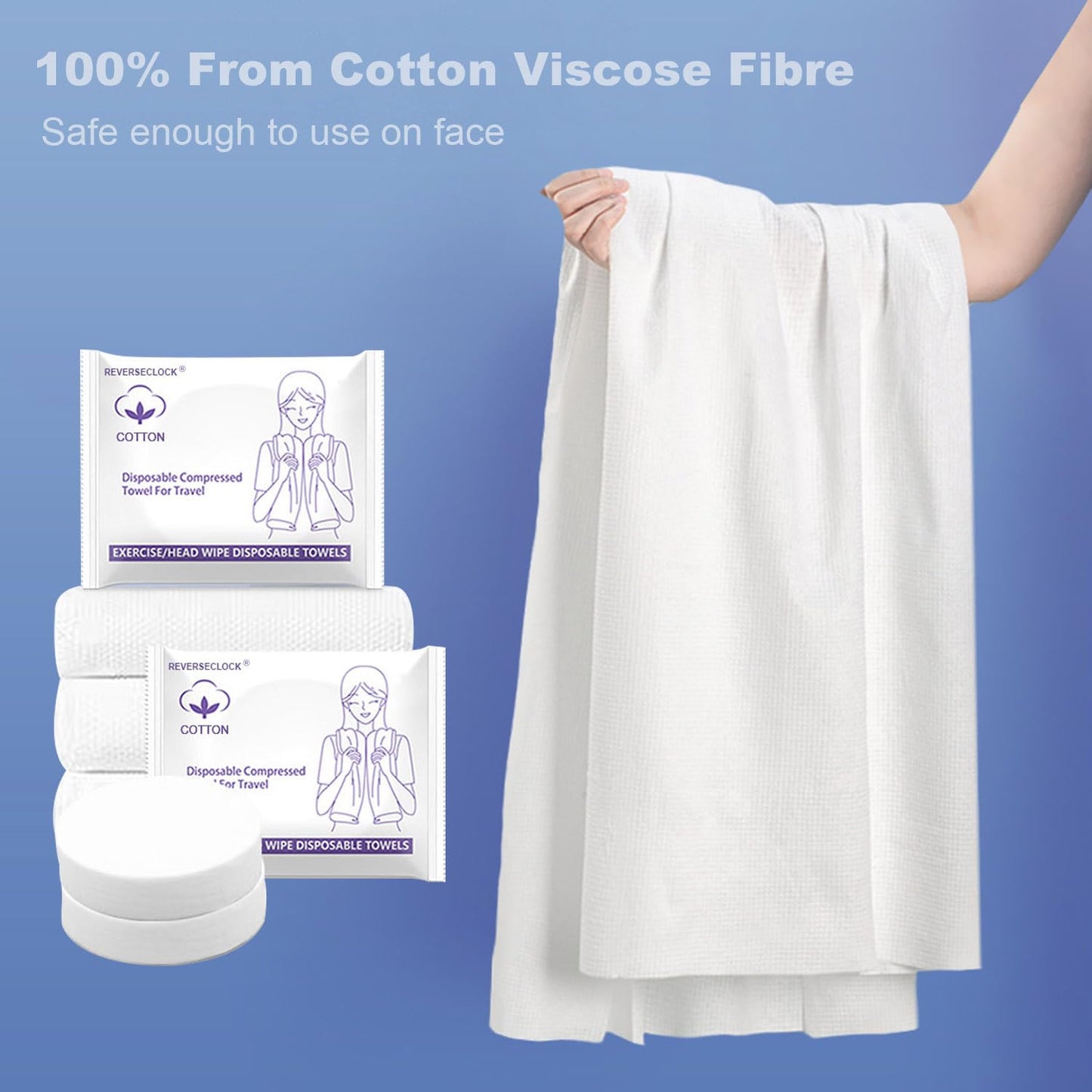 Disposable Towel Set Compressed Towels Large Bath Towel Face Towel Cotton Thick Portable Reusable Washcloth for Travel Camping Hiking Swimming Outdoor Sports Beauty Salon Cleaning Travel Kit for Hotel