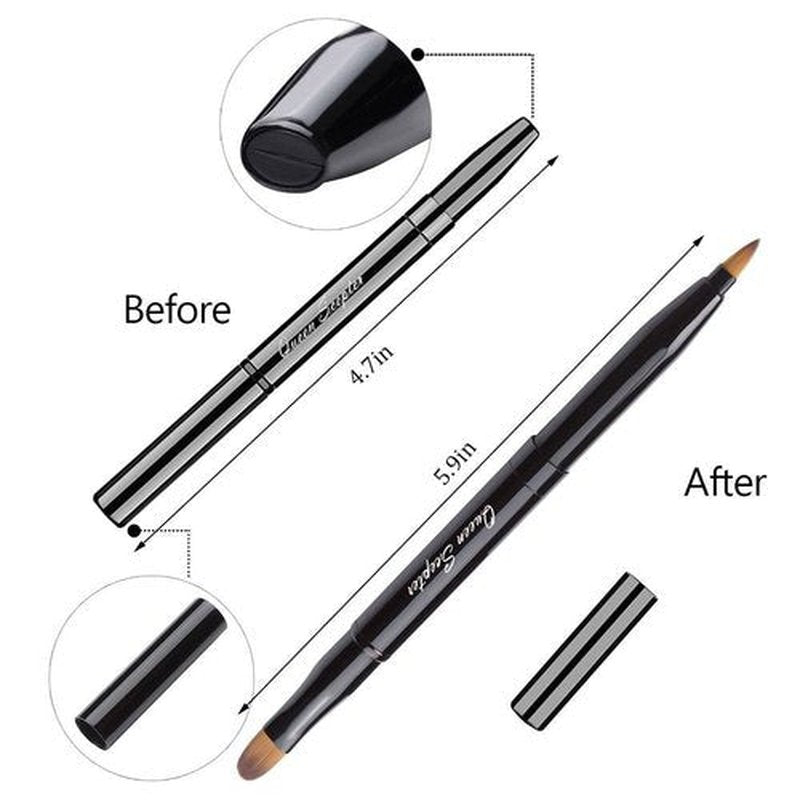 Retractable Dual End Lip Brush Concealer Brush with Cap, Lipstick Eyeshadow Foundation Makeup Brushes Gold, Black, Purple