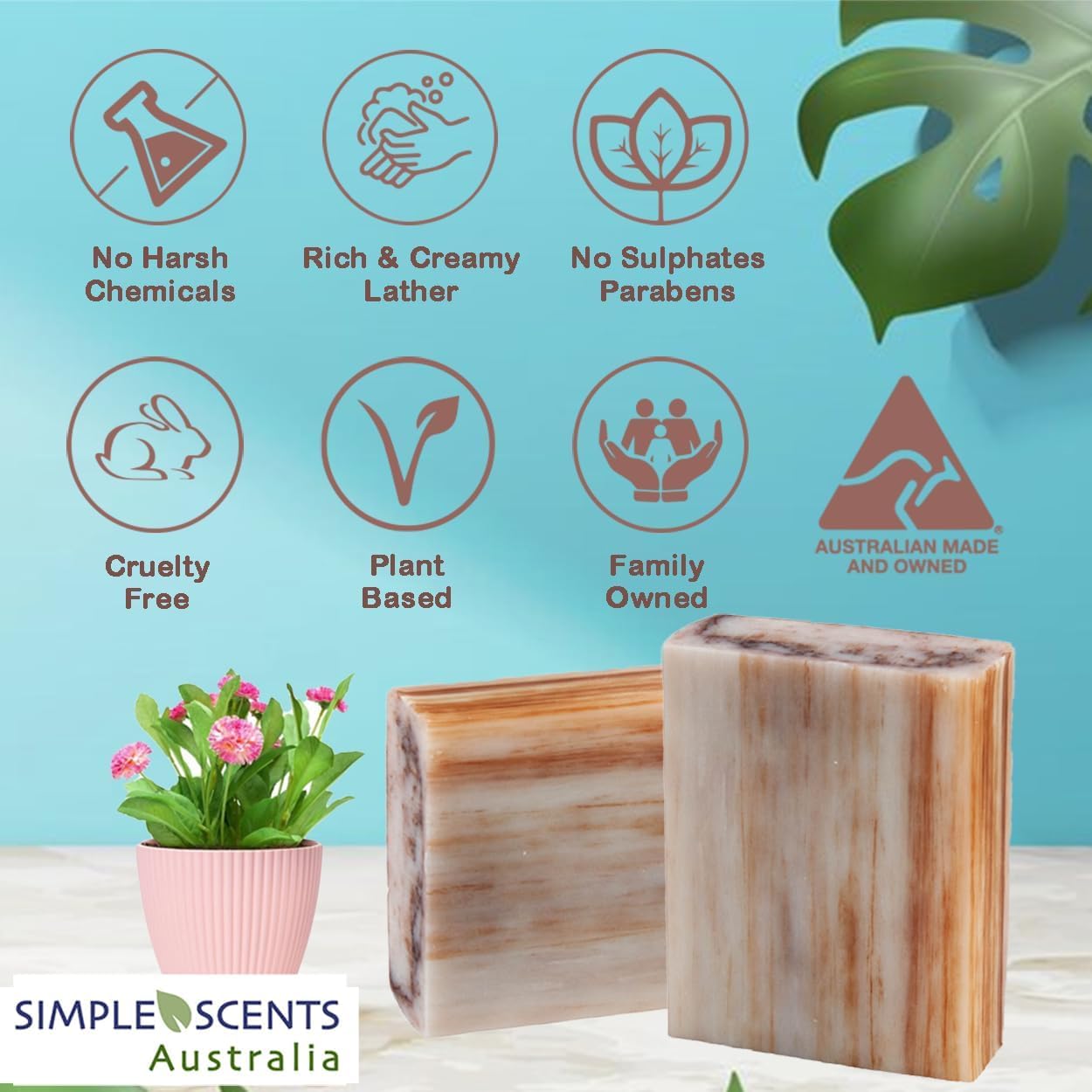 SSA White Orchid & Lily Scented Natural Soap Bars (5 Bars Pack), 3.5oz Moisturizing Triple Milled Soap Bars Enriched with Shea Butter, Non Toxic Pure Plant Oil Bath & Body Wash Bars for Men & Women