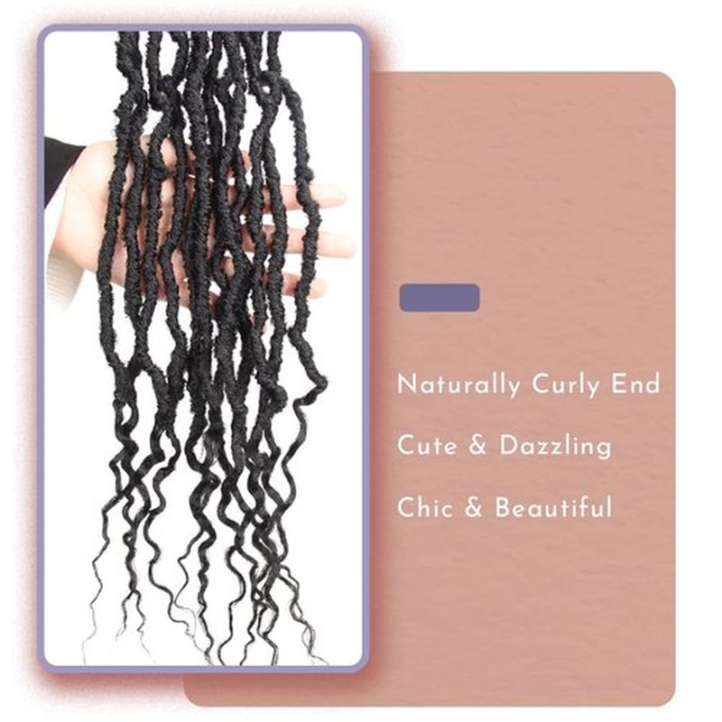 BOHOBABE Faux Locs Crochet Hair 30 Inch, Boho Soft Crochet Locs with Curly Ends, Long Bohemian Goddess Locs Crochet Braids for Black Women (6 Packs, 1B)