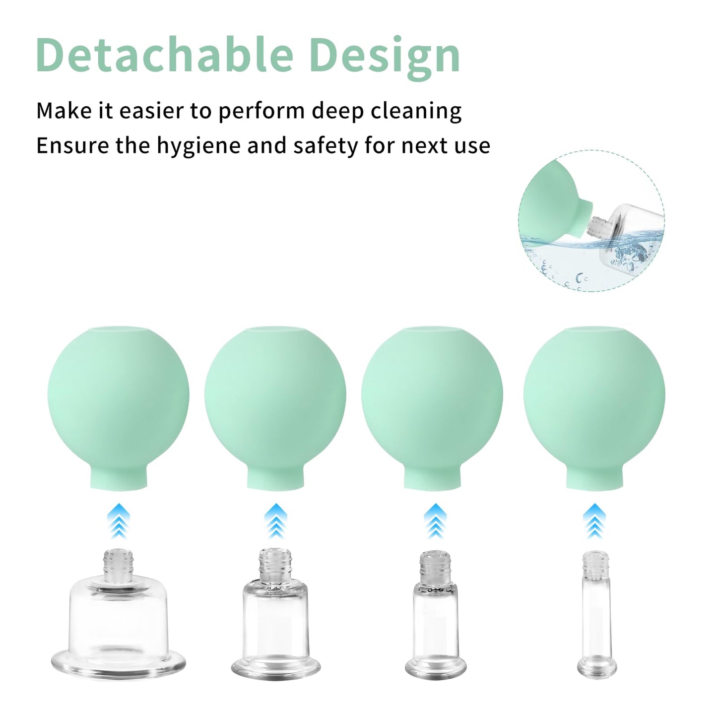 Meifuly Facial Cupping Set, 4 PCS Silicone Vacuum Suction Face Massage Cups, Skin Tightening Kit for Eyes, Face and Body (Green)
