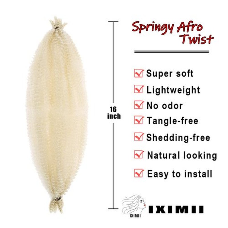 IXIMII 613 Pre-Separated Springy Afro Twist Hair 16 Inch 3 Packs Marley Braiding Crochet Hair Soft Synthetic Hair Extensions for Distressed Faux Locs,Spring Twists,Passion Twist