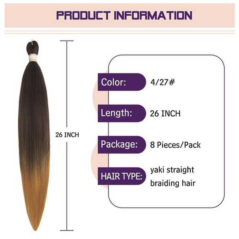 Beyond Beauty Braiding Hair pre stretched, Braids Synthetic Fiber Ombre Yaki Texture, Natural Easy Twist Braids Crochet Hair Hot Water Setting hair extensions(T4/27#)