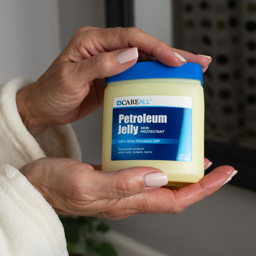 CareAll Petroleum Jelly 13 Oz Jar., Unscented, 100% Pure White Petrolatum Jelly USP, Protectant for Minor Cuts, Scrapes, Burns. Moisturizer for Dry Skin and Lips.