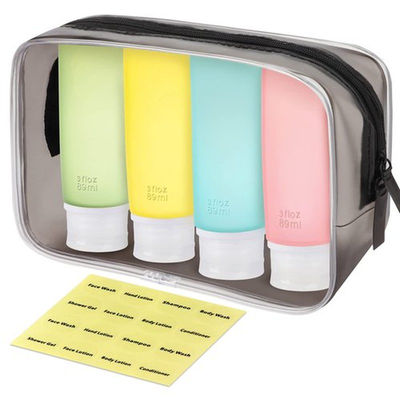 INSFIT Travel Bottles for Toiletries, 3oz Travel Containers for Toiletries Leakproof BPA Free TSA Approved Squeezable Silicone Tubes Travel Accessories with Labels Pink