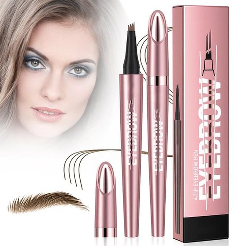 2PCS Microblading Waterproof Eyebrow Pencil, 2025 NEW Magic Eyebrow Pen Eye Brow Pencils for Women with 4 Tip, 3D Creates Natural Looking Brows Eye Eyebrow Makeup Eyebrow Pen (Light Brown)