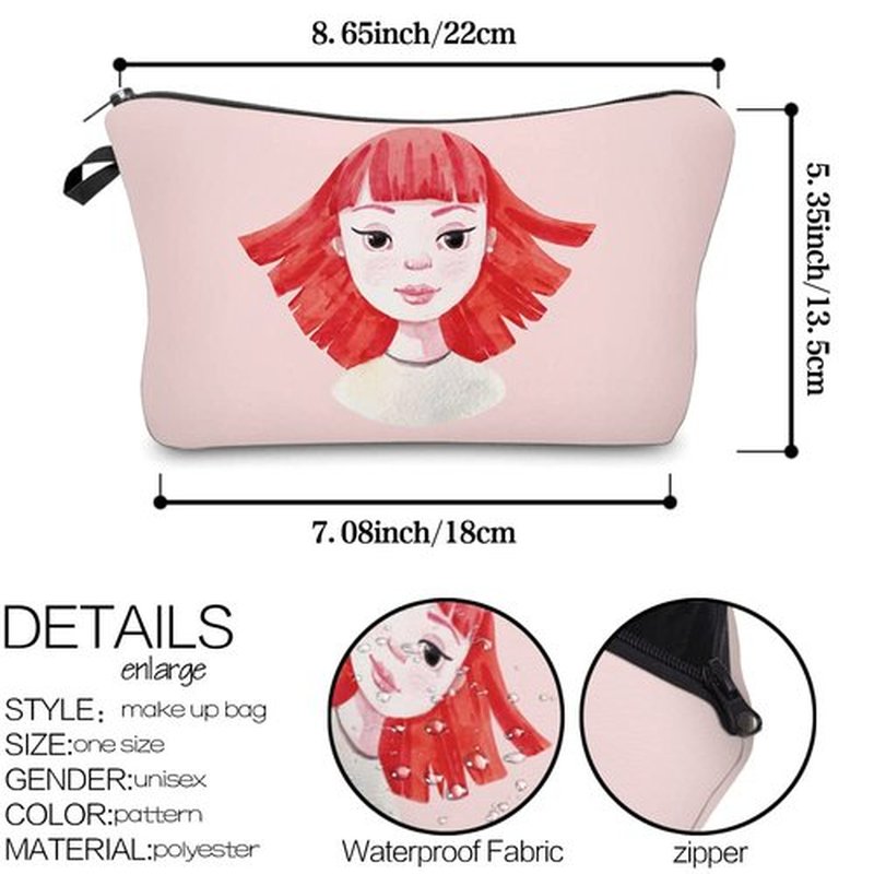LOOMILOO Travel Makeup Bag Small, Toiletry Pouch Adorable Roomy Travel Water Resistant Cosmetic Purse Accessories Organizer Women Gift(Fashion Lady 55971)