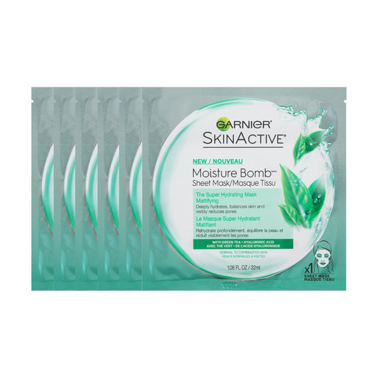 Moisture Bomb Sheet Mask 6 Count - Hydrating Garnier SkinActive Face Masks