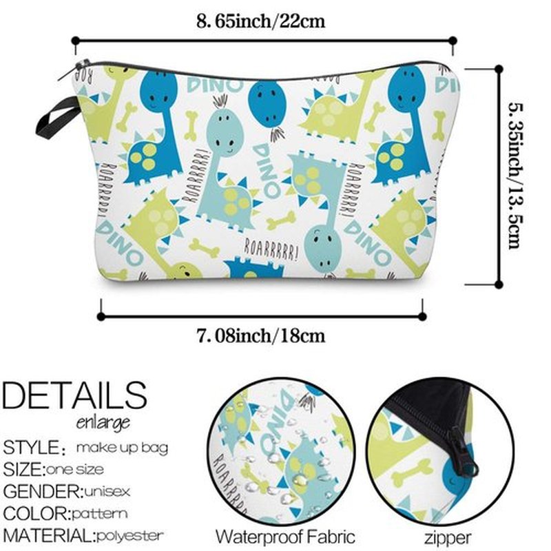 LOOMILOO Cosmetic Bag for Women, Adorable Roomy Makeup Bags Travel Water Resistant Toiletry Bag Accessories Organizer Cute Gifts (dino 52196)
