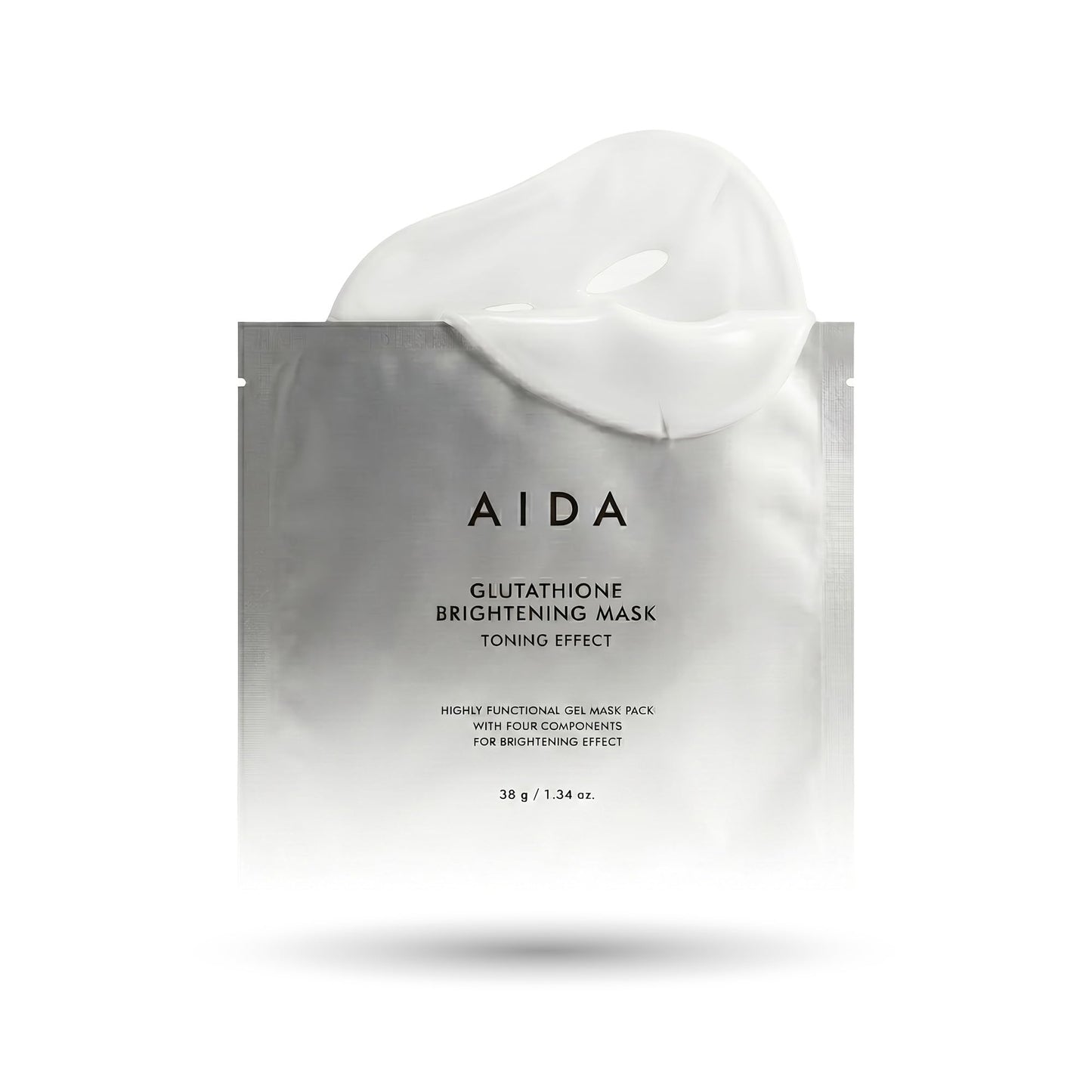 AIDA Glutathione Brightening Facial Mask, Glow Skin & Dark Spot Care, 99.4% Pure Glutathione Liposomes, Hydrating Korean Sheet Mask for Uneven Skin Tone, Korea Skincare,1.34oz(38g) 4EA