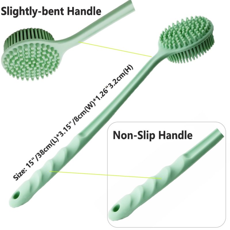 Silicone Body Scrubber - Long Handle Exfoliating Shower Brush for All Ages | Ideal for Smooth Skin