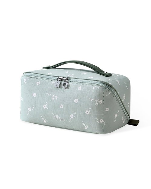 EACHY Travel Makeup Bag,Large Capacity Cosmetic Bags for Women,Waterproof Portable Pouch Open Flat Toiletry Bag Pattern Makeup Bag (C-Green)