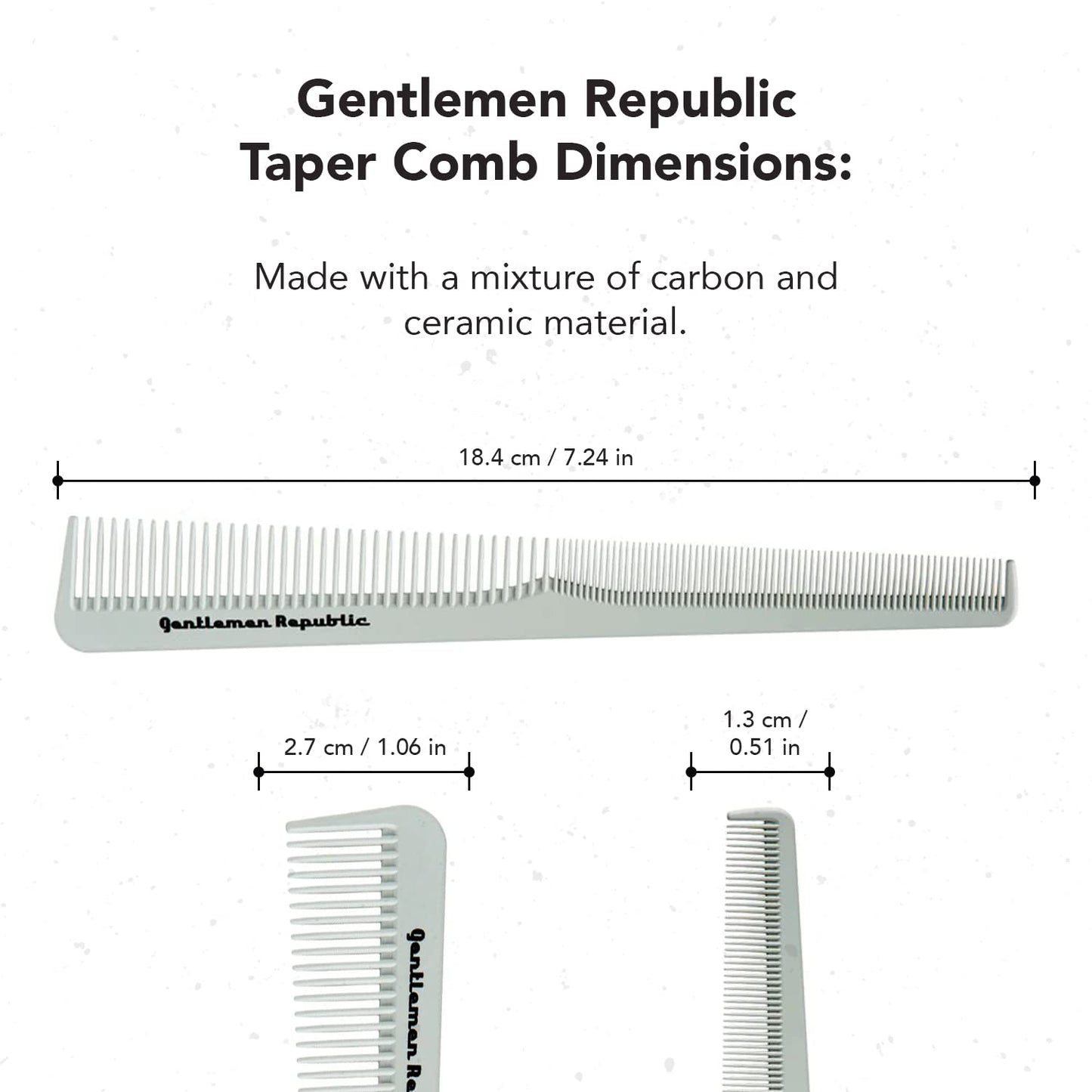 Gentlemen Republic Combs for Fades, Blending and Men's Hair Styling - Soft Round Tips, Strong Body - Barber and At-Home Grooming Set (2pcs)