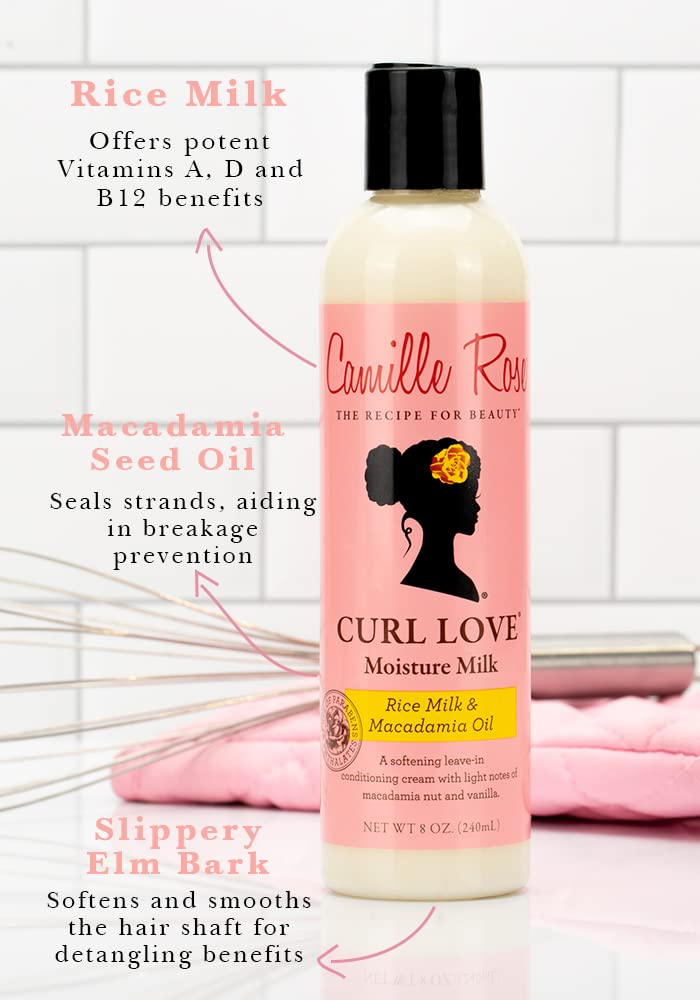 Camille Rose Leave-In Conditioner,Curl Love Moisture Milk – Curly Hair Moisture,Detangler,Frizz Control,8 Fl Oz,(Pack of 2)