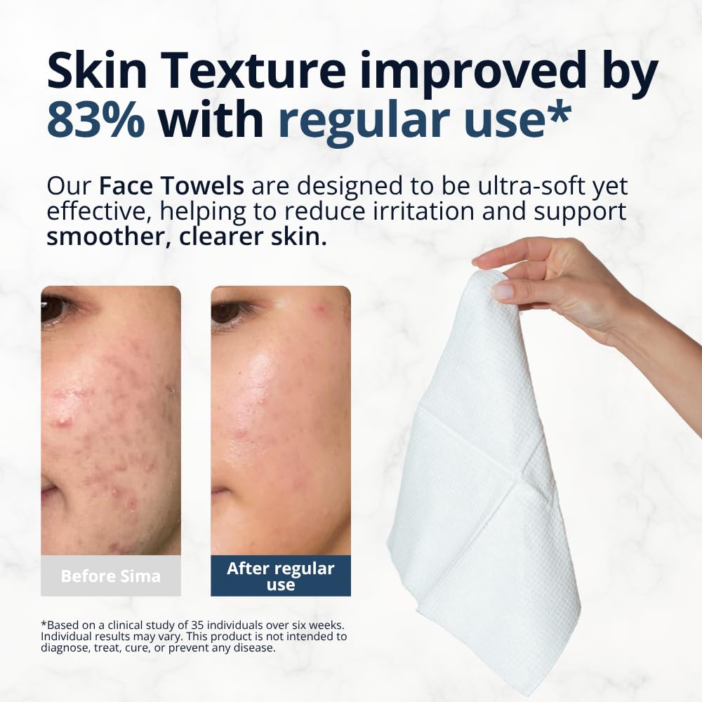 Sima Disposable Face Towels for Drying - 100% Cotton Face Wipes 150 Pack - Biodegradable Makeup remover for sensitive Skin, Gentle Clean facial cloth - Ultra-Soft & Lint-Free, Cruelty Free