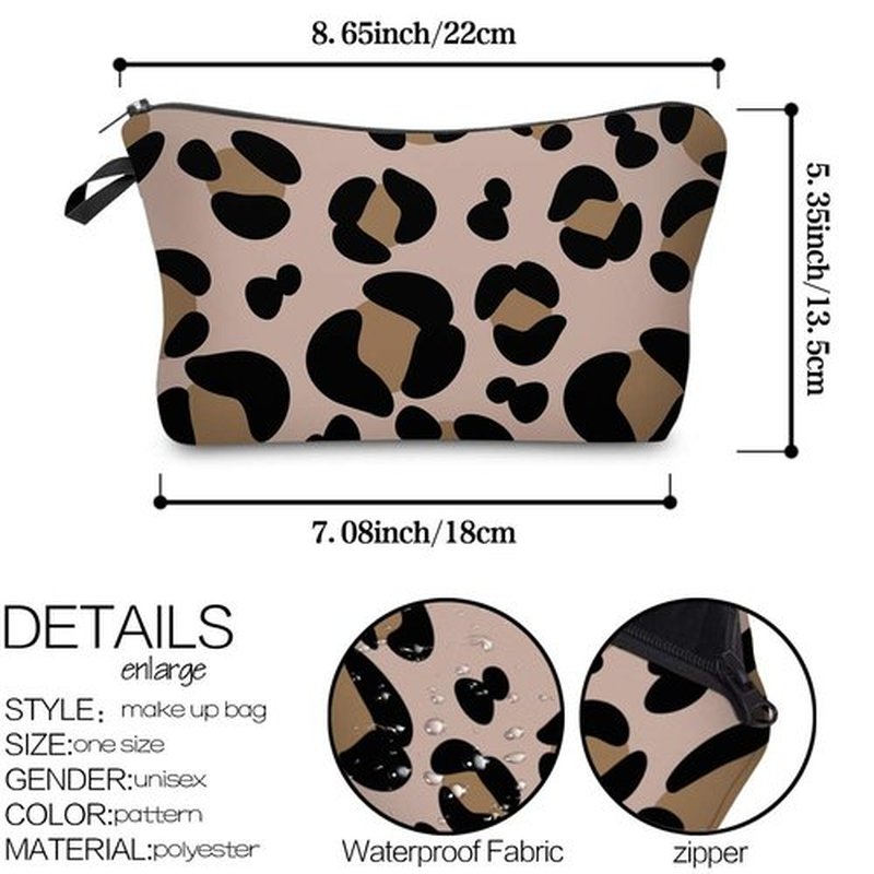LOOMILOO Cosmetic Bag for Women, Adorable Roomy Makeup Bags Travel Water Resistant Toiletry Bag Accessories Organizer Liama Gifts (Leopard Print 51503)