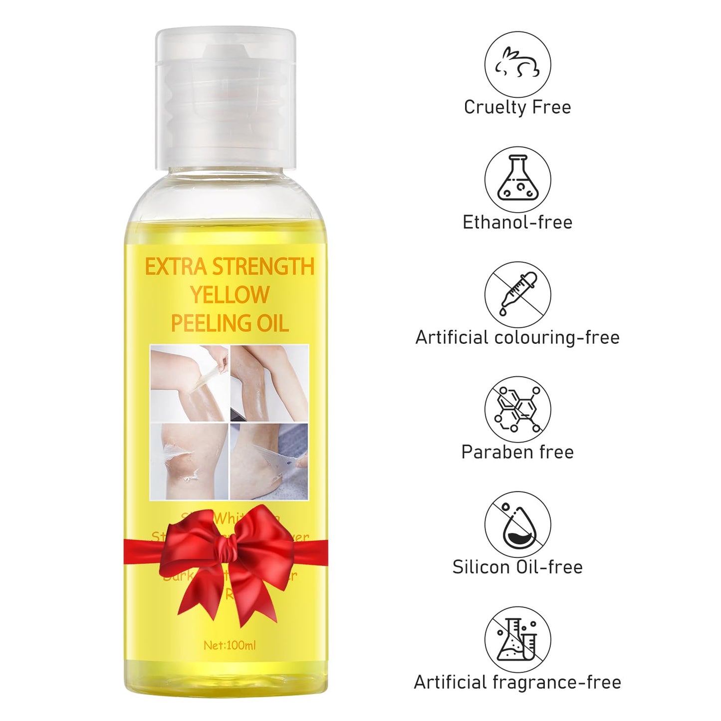AOPEIBOTO Yellow Peeling Oil for Dark Skin, Extra Strong Peel Oil for Body Hands Arms Feet Legs Dark Knuckle Dead Skin Exfoliating, 3.38 fl.oz/100 ml