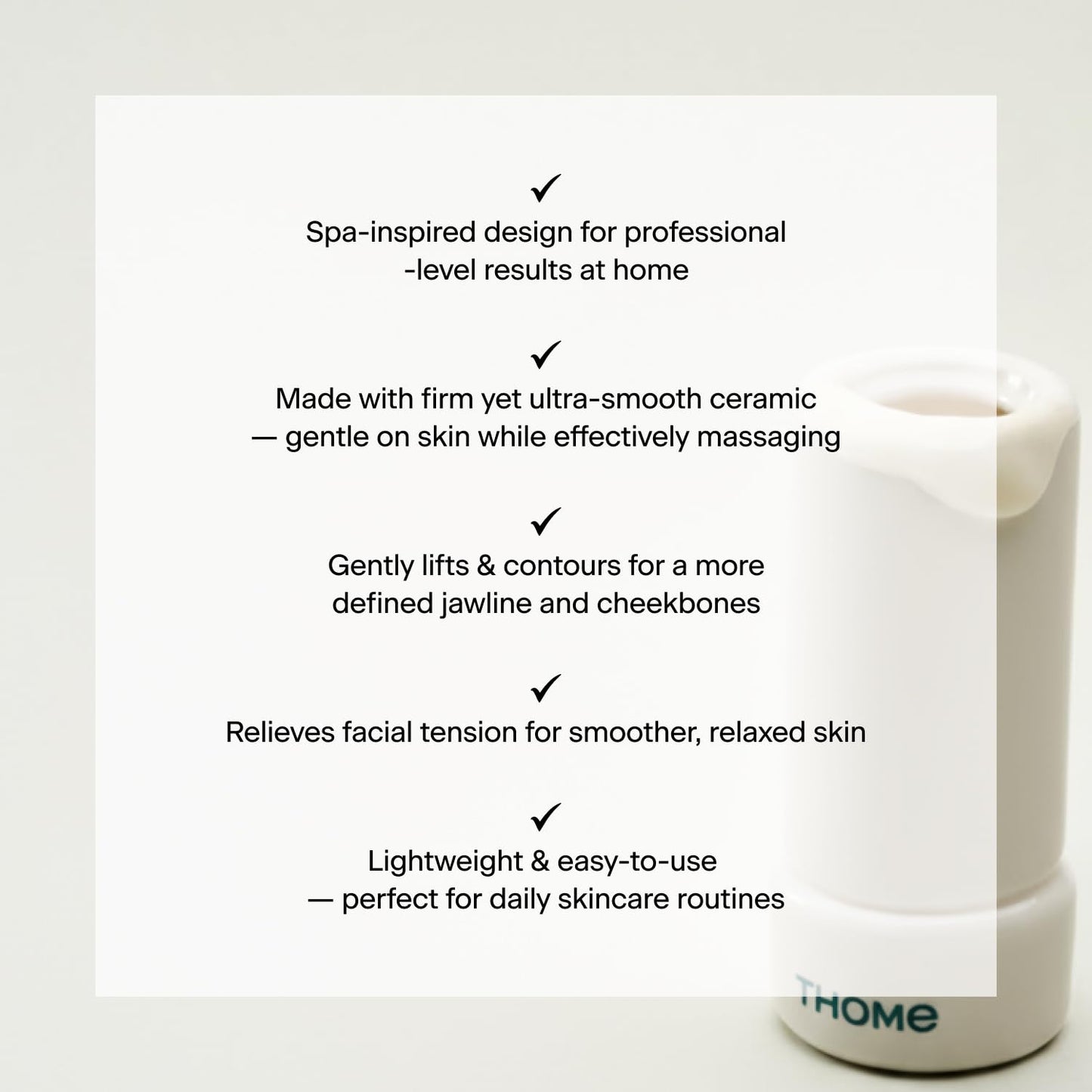 THOME Ceramic Gua Sha Tool, Ergonomic Porcelain Facial Massager for Daily Skincare Routine, Smooth-Glide Face & Jawline Care, Self Care Gift, Korean Skincare Beauty Tool