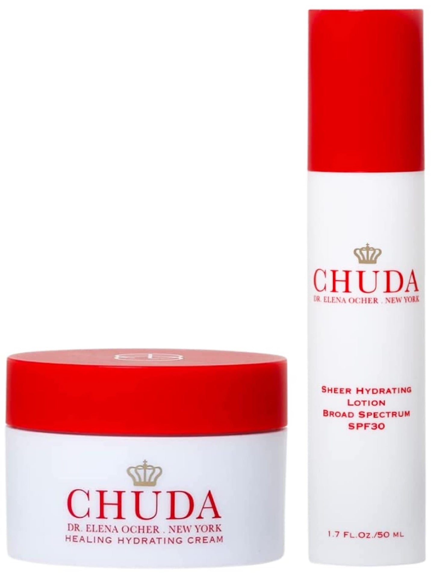 CHUDA Healing Hydrating Cream 30ml and Sheer Hydrating Lotion Broad Spectrum SPF30 30ml, Gift Set - Face Moisturizers with Remedea Compound, Anti Aging Face Cream and Sunscreen Combo Skin Moisturizer
