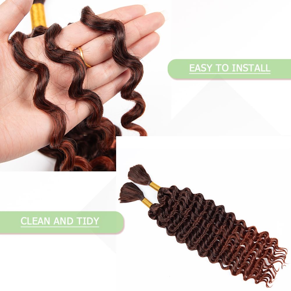 Deep Wave Bulk hair for Braiding Wet and Wavy Micro Braiding Hair No Weft Faux Deep Wave Braiding Hair Extensions for Box Boho Braids 150g with 2Bundles #1B/350 (20Inch)