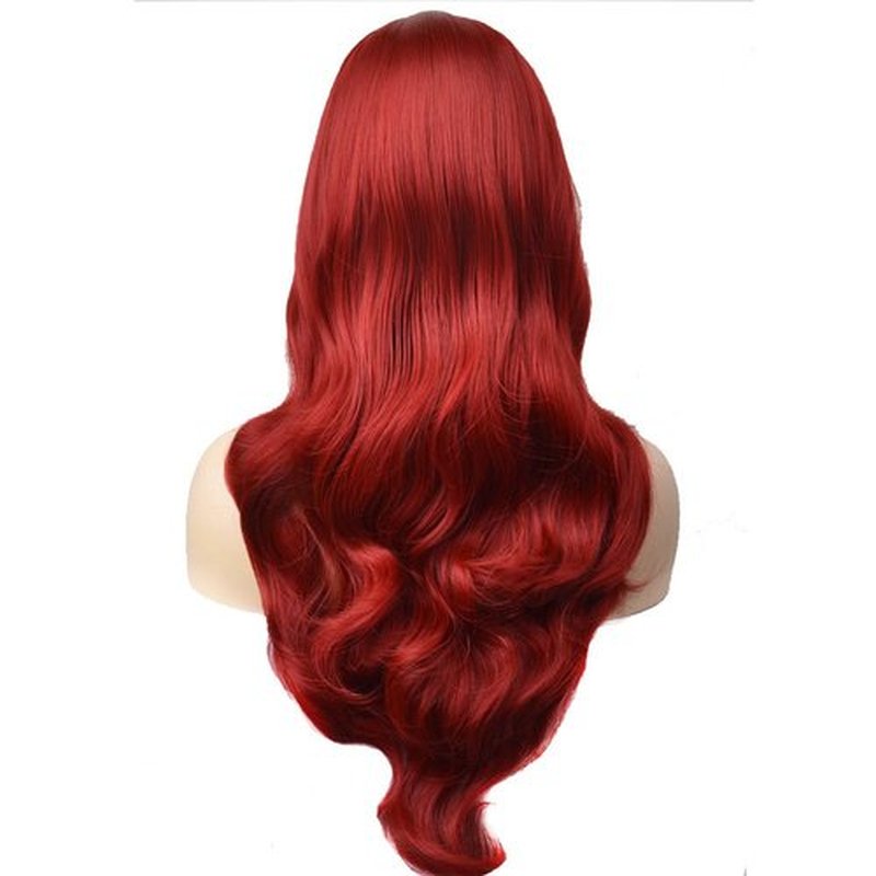 RightOn Red Wig Long Wavy Wig Charming Full Synthetic Wigs for Women Natural Curly Wig Long Wig Wine Red Wigs with Wig Cap